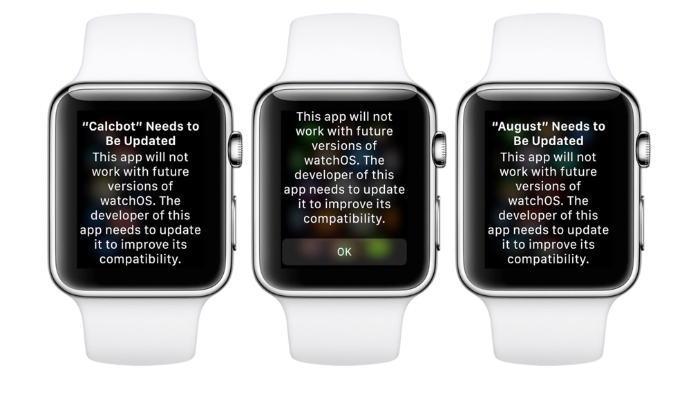 watchOS Apps Hinweismeldung